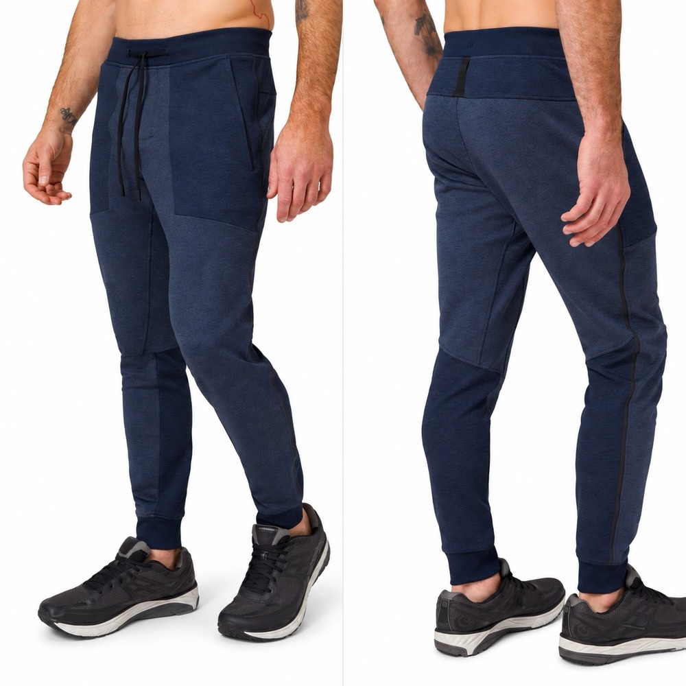 Lululemon Mens Textured Tech Jogger 28" Pants Black/Cadet Blue Size M Medium